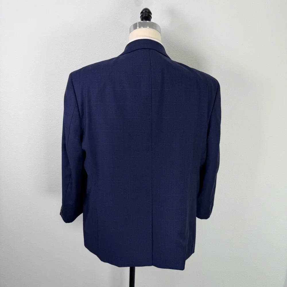 Lauren Ralph Lauren Mens Blue Plaid Wool Blend Natural Stretch Blazer Size 50R